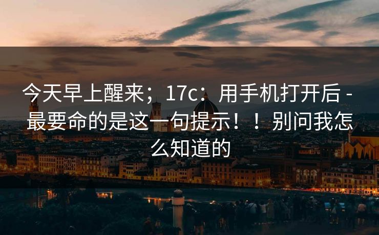 今天早上醒来；17c：用手机打开后 - 最要命的是这一句提示！！别问我怎么知道的